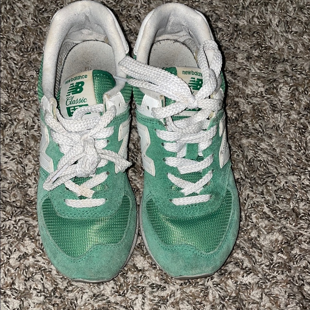 New Balance Classic Green and White Sneakers